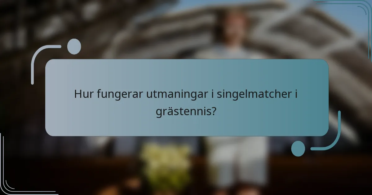 Hur fungerar utmaningar i singelmatcher i grästennis?