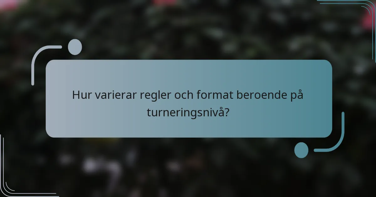 Hur varierar regler och format beroende på turneringsnivå?