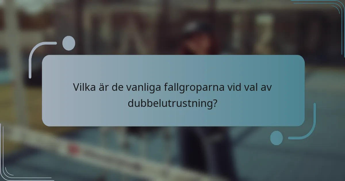 Vilka är de vanliga fallgroparna vid val av dubbelutrustning?